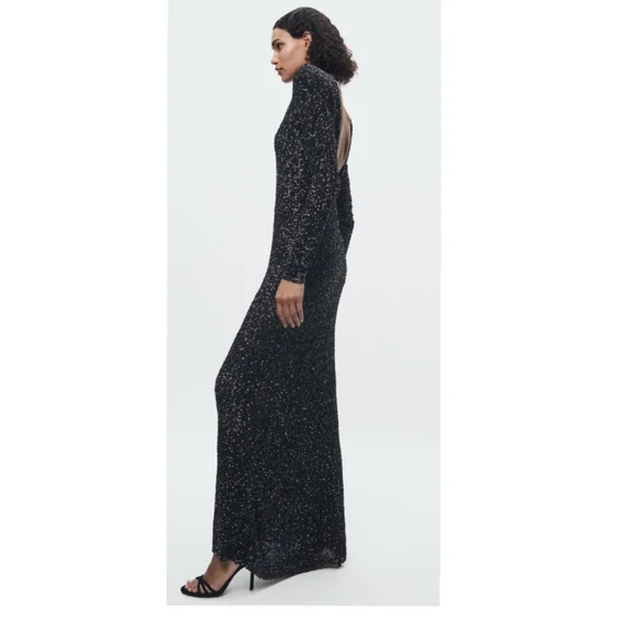 Zara Shoulder pad sequin dress